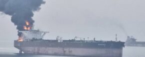 Photos Appear to Show Fire Aboard Iranian VLCC Disabled by U.S. Navy